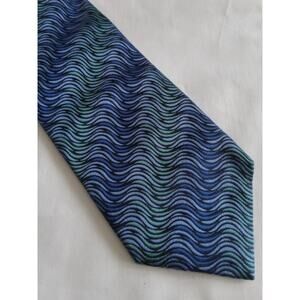 Kolte Italy 100% Silk Handmade Necktie Blue Green 58 X 3 1/16